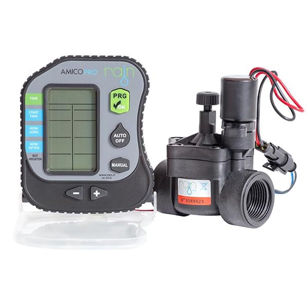 GNCGarden Programmatore di irrigazione Amico Pro 9 V DC 1 zona di irrigazione. Include elettrovalvola 9V DC 150N 1" (32mm) Femmina. Facile Programmazione-Automazione efficiente