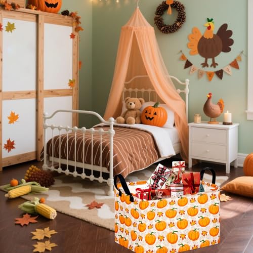 Image of Baby Storage Basket Nursery Box Laundry Hamper Organization Bins for Toys and Clothes with Handles (Autumn Festival)