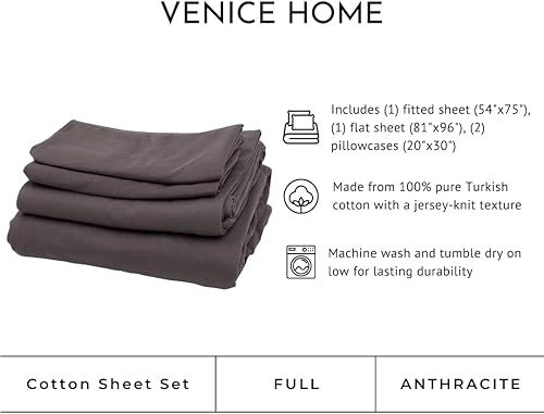 Miniatura 2 de Juego de sábanas 100% algodón con bolsillo profundo, tejido de camiseta, extra suave, fácil ajuste, juego de 4 piezas con fundas de almohada, para