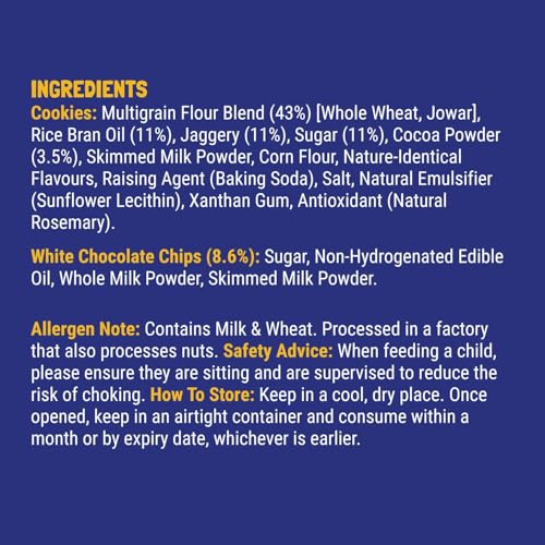 Image of Slurrp Farm No Maida No Trans Fat Milky Choco Chip Multigrain Cookies | Yummy Biscuits made with Whole Wheat Flour and Jowar | Tasty Cookies for Kids | 80g