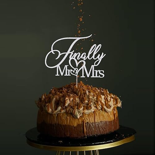 Miniatura 6 de Finally Mr&Mrs - Decoración para tartas de boda, elegante decoración para aniversario de boda, decoración romántica para tartas (oro rosa)