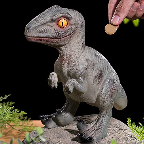 Gaolinci T-Rex Dinosaur Piggy Bank - Resin Coin Bank, Decorative Figurine, 13x5x6 Inches