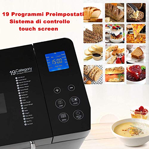 COOCHEER Brotbackmaschine mit 19 voreingestellten Programmen aus Edelstahl, Maschine für Brot und Süßigkeiten, Kapazität 500-1000 g – Bild 6
