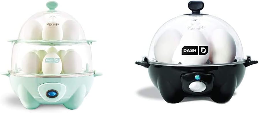 Dash Deluxe Rapid Egg Cooker, Aqua & black Rapid 6 Capacity Electric Cooker for Hard Boiled, Poached, Scrambled Eggs, or Omelets with Auto Shut Off Feature, One Size