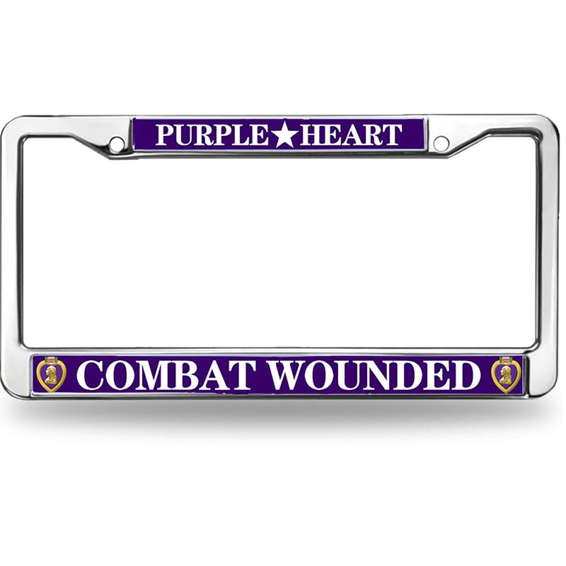 Image of US Army License Plate Frame Anti-Theft Purple Heart Pride Scratch-Resistant License Plate Frame US Army Pride License Plate Frame Thankful Gift for Army Solider