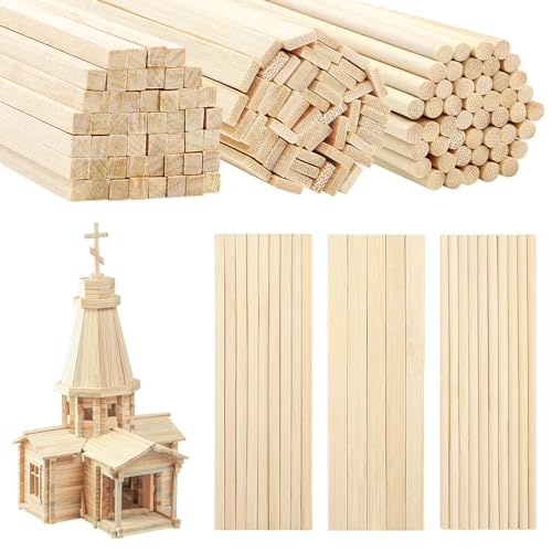 DOITEM 150 Pack Bambù Naturale Artigianato in Legno Bastoni in Legno Quadrato Piastrelle in Legno Infinito Canne in Legno Naturale-20cm-Strisce in Legno per Progetti di Artigianato