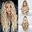 HAIRCUBE Ombre Blonde Wig Long Curly Wig with Bangs Natural Appearance Heat-Resistant Synthetic Wig Suitable for Fashionable Women