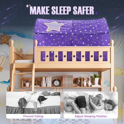 Image of Alvantor Starlight Bed Canopy Dream Play Tents Playhouse Privacy Space Twin Sleeping Indoor Stars Boys Girls Pop Up Portable Frame Curtains Purple, Patent Pending