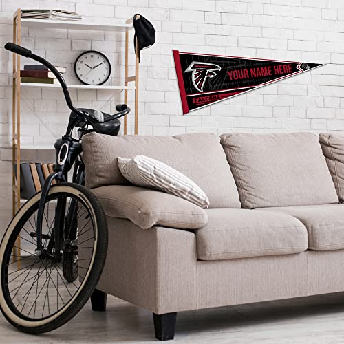 Image of Rico Industries NFL Football Atlanta Falcons Personalized - Custom 12 inch x 30 inch Soft Felt Pennant - EZ to Hang