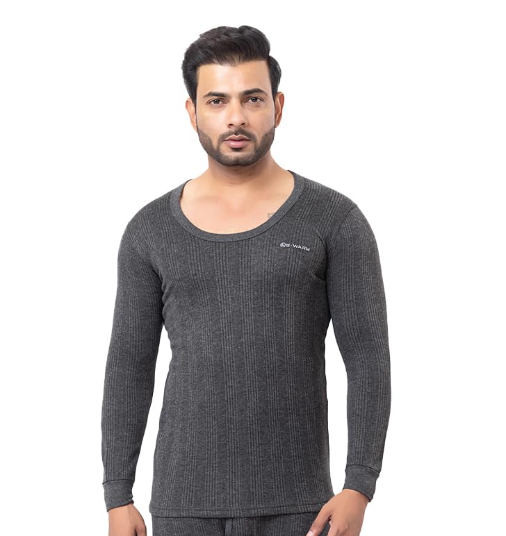 bwarm Cotton Blend Men's Round Neck Full Sleeves Thermal top | Thermal Top for Men D Grey-picture-10
