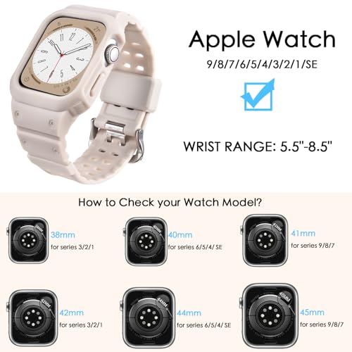 CRIS-BAND Bumper Bands Compatible with Apple Watch Band 45mm 44mm 42mm 41mm 40mm 38mm for Women Men, Water Shock-Proof Strap for iWatch Apple Watch Band with Case for Series 9 8 7 6 SE 5 4 3 2 1