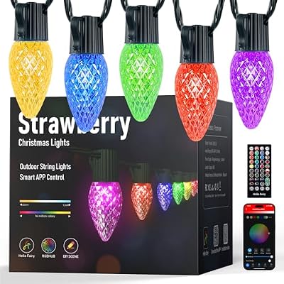 Minetom Smart C9 Christmas Lights Outdoor, 100 LED 99FT Christmas Color Changing Fairy Lights App Control, Music Sync, 105 Preset Modes, Connectable RGB C9 String Lights for House Indoor Xmas Decor