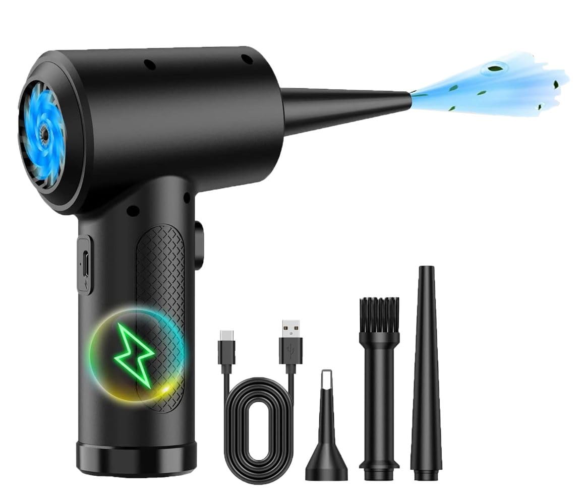 Newhouse Electric Cordless Compressed Air Duster NHAD-BR-001, 3-Speed Electric Duster for Cleaning, Air Blower Gun for Car and Computer Accessories,