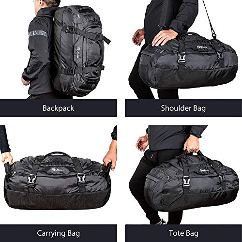 Ubon 65L Travel Duffel Bag Water Resistant Backpack with Adjustable Straps Black