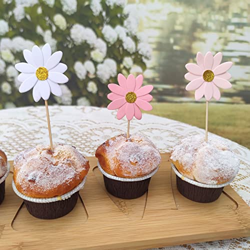 Mybbshower Pink White Daisy Party Picks Cupcake Toppers Toothpicks Food Picks Girls Baby Shower Birthday Party Decorations Pack Of 21 thumb #2