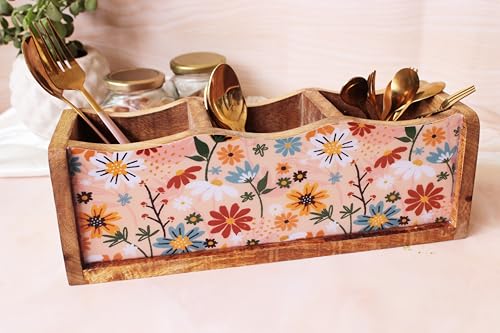 Image of Monstera Hut - Wooden Cutlery Holder| Cutlery Stand For Kitchen | Spoon Holder |Utensil Holder for Kitchen Counter | Wooden Storage Organiser (30 *10*10 cm)