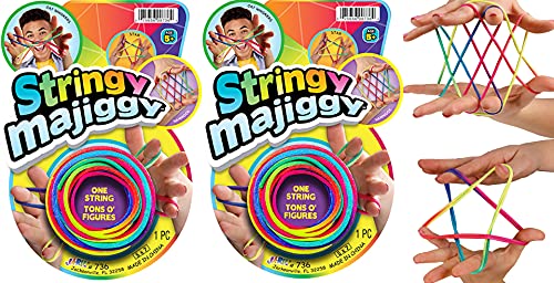 JA-RU Stringy Majiggy Cats Cradle - Chinese String Toys (2 Cats Cradle) Finger Hand String Tricks Games for Kids & Adults Girls & Boys. Rainbow Rope...