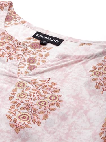 Image of feranoid Designer V-Neck Short Straight Kurti with 3Quarter Sleeves