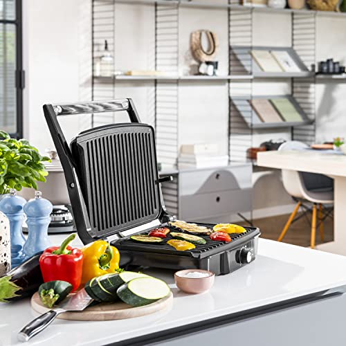 Tristar GR-2853 Parrilla eléctrica con superficie de cocinado de 29,7 x 23,5 cm, revestimiento antiadherente, fácil de limpiar, tapa flotante, libre de BPA y PFOA, apertura 180 º, 2000 W - imagen 2