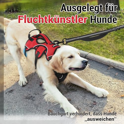 rabbitgoo Ausbruchsicheres Hundegeschirr Mittelgroße Hunde mit Griff, Anti Zug Sicherheitsgeschirr Hund Atmungsaktiv, Verstellbare Brustgeschirr, Gepolstertem Hundeweste, Panikgeschirr, Rot S