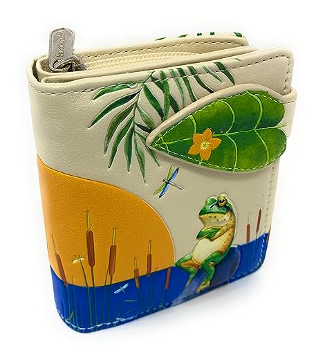 Shag Wear Sunset Frog Small Wallet for Women and Teen Girls Vegan Faux Leather 4.5