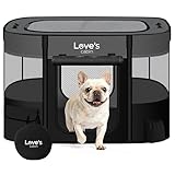 Love's cabin Pet Puppy Dog Playpen, Small Dog Tent Crates Cage Indoor/Outdoor, Portable Exercise Playpen for Cat, Foldable Pop Up Dog Kennel Playpen with Carring Case (S, Grey)