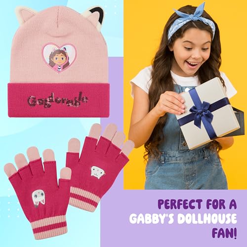 Gabby's Dollhouse Girls Winter Accessories Set, Beanie Hat and Gloves3
