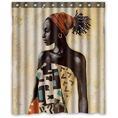 Shower Curtain Beautiful Woman African Beautiful Woman 60(w) x72(h) Inch Bathroom Waterproof Bath Curtain Cover