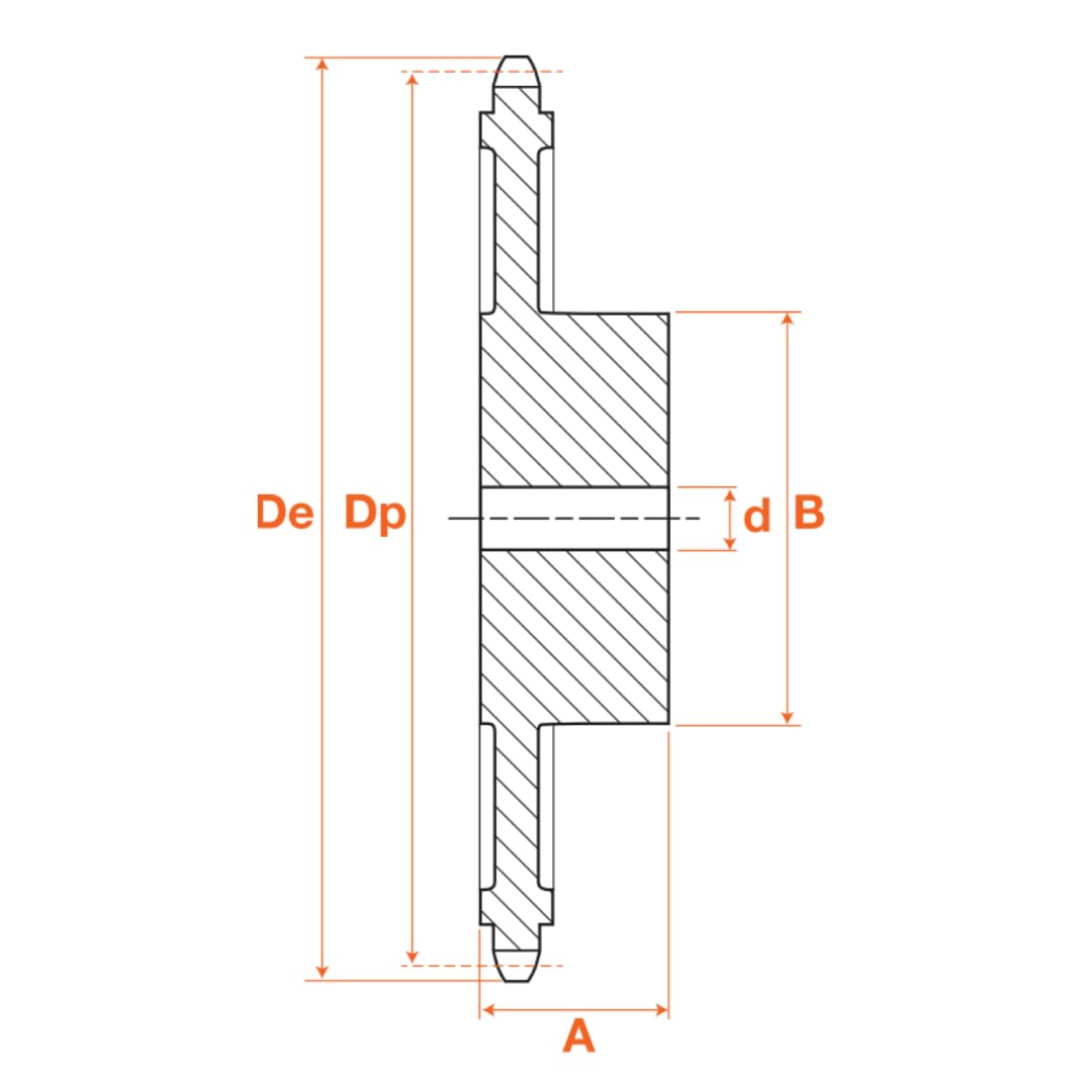 CMW - Ruota in ghisa pre-alesata - Dente singolo - 08B1-76 denti - Passo 12,7 mm con foro 24 mm