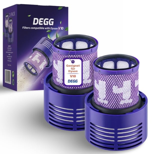 DEGG Hepa Filter - Kompatibel mit Dyson V10 - Waschbares Staubsaugerfilter - Ersatzfilter - Perfekte Passform - Staubsauger Zubehör - Premium-Qualität - 2 STÜCK