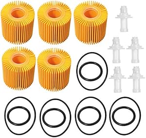 04152-YZZA1 Oil Filter Kit Replacement for Toyota Avalon Camry RAV4 Sienna 2013-2018 Lexus ES300h ES350 IS200t RX350 RX450h ( 5 PCS )