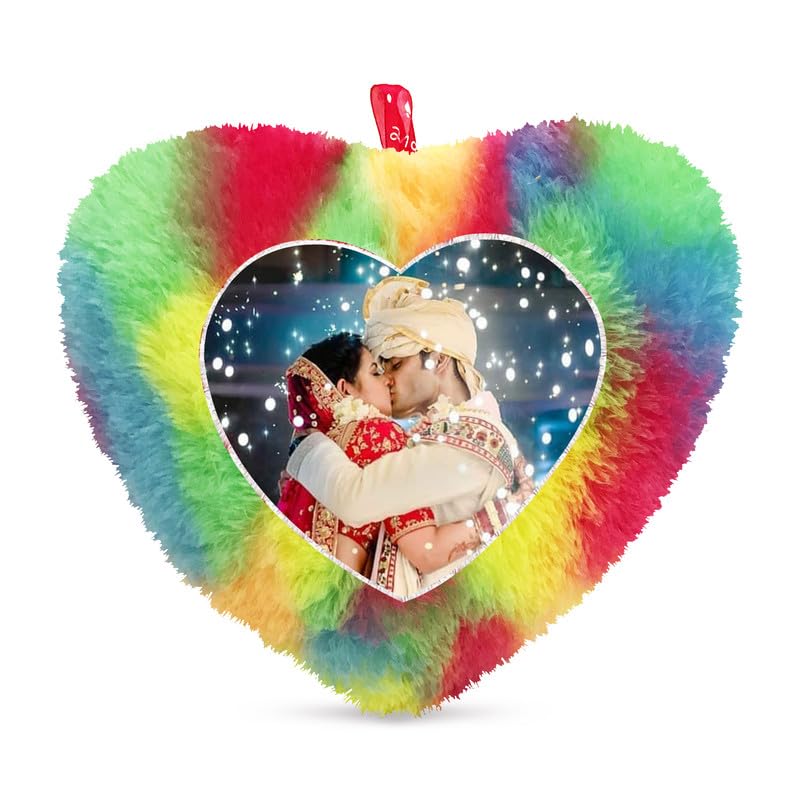 BMRGIFTS Fur Personalized Gift Photo Cushion for Boyfriend Girlfriend Husband Wife on Occasions Valentine's Day Birthday Anniversary Special Love Gift Heart 15x17 inch, Multi (PC90)-image-44