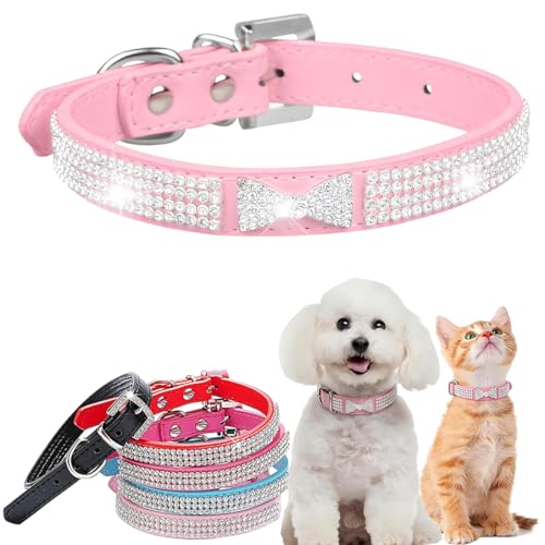 Collier avec strass pour chiens de grande taille rose L