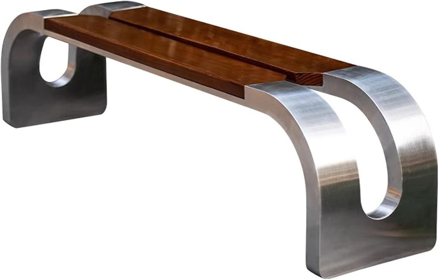 Curved Outdoor Bench with a Unique Design, Featuring Solid Wood seat and Metal Frame. Ships Fully Assembled and is Suitable for Parks, Communities, and Streets Yellow 120cm