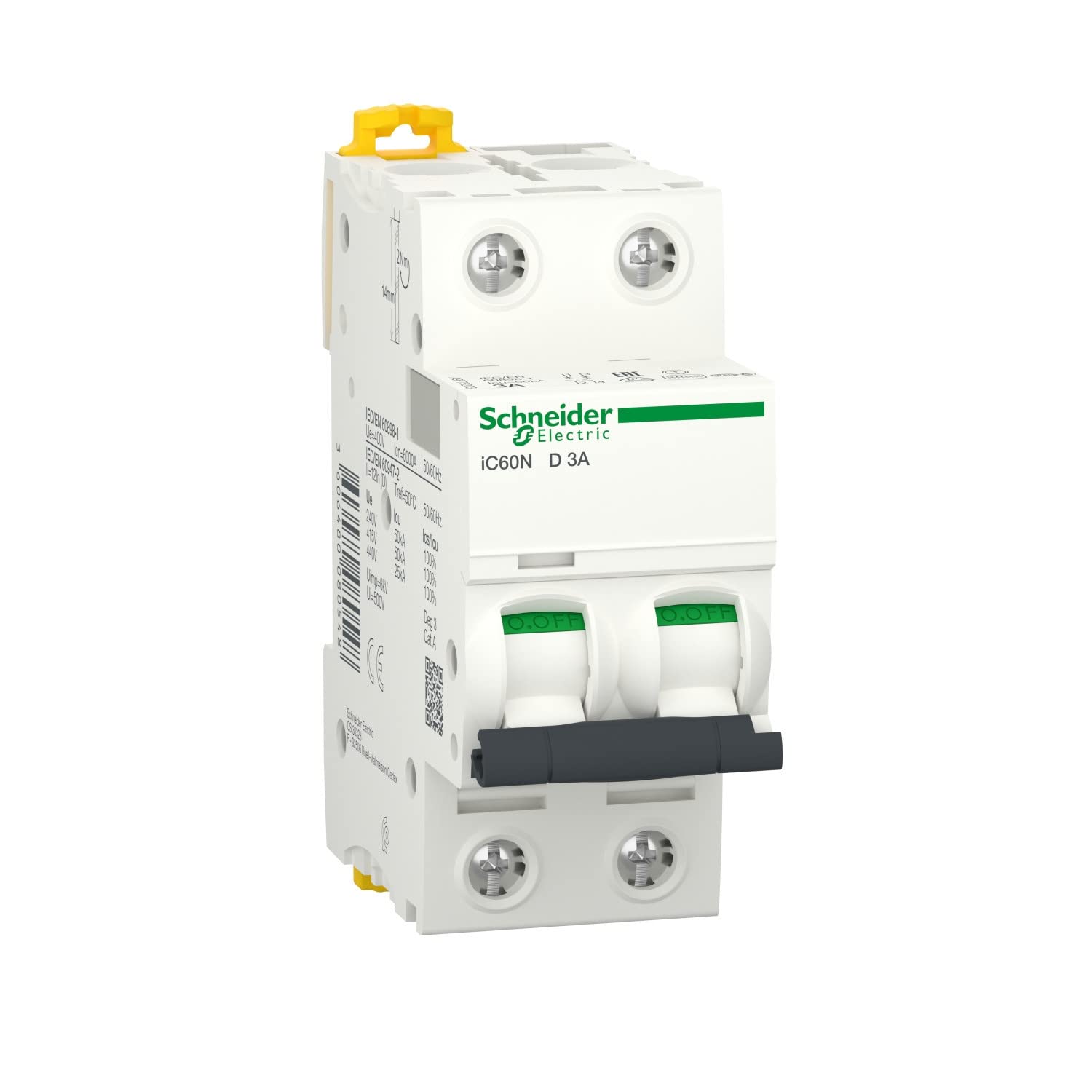 Schneider Electric A9F75203 Interruptor Automático Magnetotérmico Ic60N, 2P, 3A, Curva D
