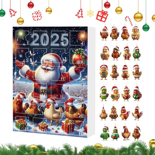 Calendario 'Avvento in ornamenti | Simpatici ciondoli in acrilico 2D a forma di - Conto alla Rovescia 24 giorni 2025 Decorazione di albero di Natale porta parete specchio auto casa festa