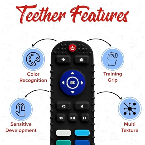 Image of KLIMET Remote Teether For Baby, Remote Teether For 3+ Months and 6 to 12 Months Baby, Helps Biting Skills Development, Colour & Shape Recognition, Teething Toys for Babies and Toddlers (Silicone Remote Control)