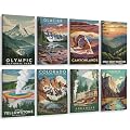 ARPEOTCY Acoustic Art Wall Panels for Bedroom, Recording Office, Podcast, Laundry, 48x32in, American National Parks Art Set,Vintage Travel Poster Style, Soundproof Sound Absorbing, 8pcs