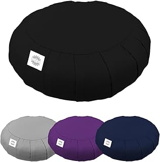 Vivezen - Pouf, zafu, coussin de m&eacute;ditation, yoga - Rond - 38 x 38 x 13 cm - Plusieurs coloris