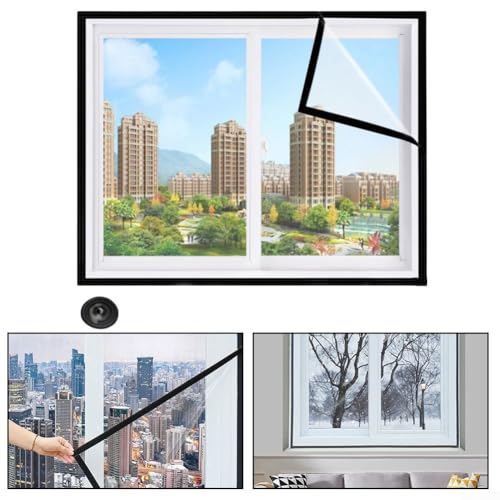 Película aislante para ventanas de PE transparente y resistente al viento (120x120 cm) 3