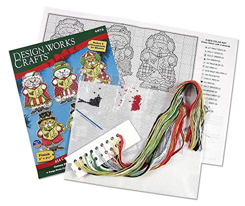 Image of Kitty Carollers Counted Cross Stitch Ornament Kit - Set of 6