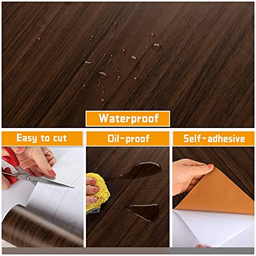 Chichome Dark Brown Wood Contact Paper For Cabinets 17.7"X236" Wood Grain Wallpaper Peel And Stick Wood Vinyl Waterproof Self Adhesive Removable Wood Wallpaper For Countertops Desk Furniture Wall #TOP2