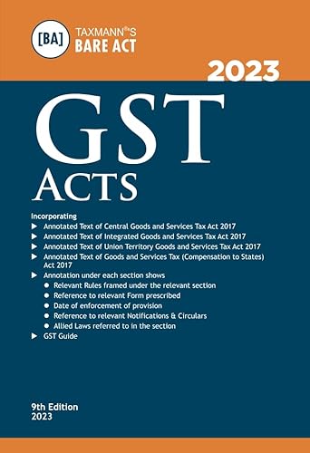 Taxmann's GST Acts | POCKET (Small Size) – Covering amended, updated &amp; annotated text of the CGST/IGST/UGST Acts &amp; GST (Compensation to States) Act | [2023 Edition]
