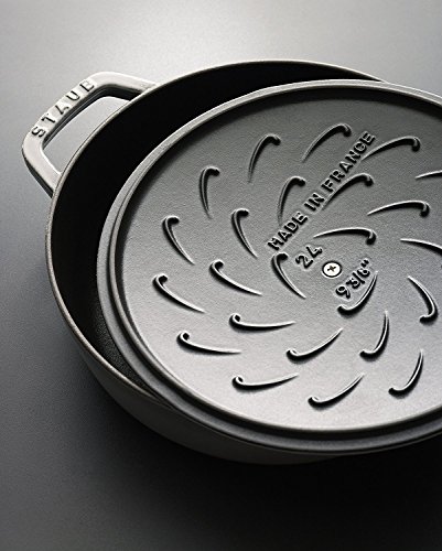 Staub-40511-475-Braiser-Saute-Pan-Cherry-94-inches-24-cm-Double-Handed-Cast-Enameled-Pot-Shallow-Type-Sukiyaki-Induction-Compatible-Made-in-Japan