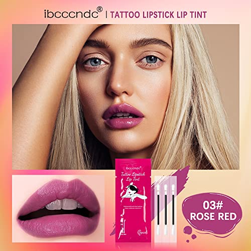 Ibcccndc 25 Packs Tattoo Lipstick Cotton Swab Durable Waterproof Liquid Non-Stick Lip Stain, Portable Lip Tint Lip Tattoo(03 Rose Red 75Pcs) #TOP1