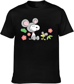 メンズTシャツ ピーナッツ スヌーピー かわいい ティーシャツ 半袖 夏服 T-Shirts 綿100% ラウンドネック カットソー おしゃれ トップス カジュアル 柔らかい 通気性 XS-3XL