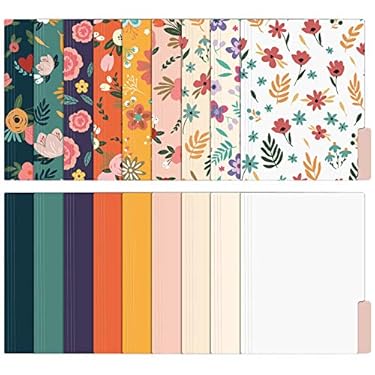 AMAZON - EOOUT 18pcs Decorative File Folders Floral Folders Cute File Folder, Letter Size Colored File Folders, 9.5×11.5 Inches, for Office and Home