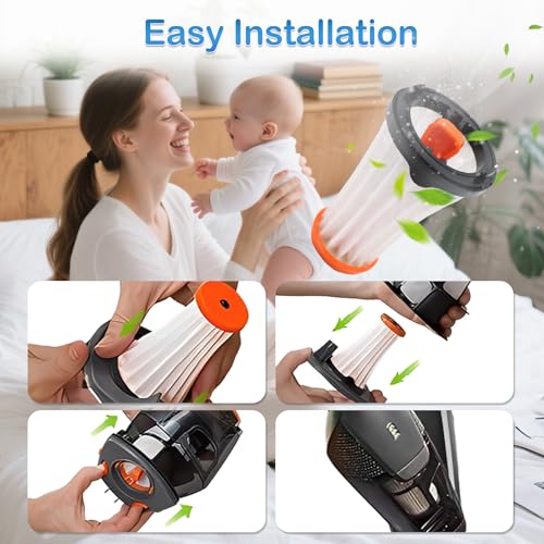 Image of 4 Pcs EF144 Filter Replacement Compatible with Electrolux Ergorapido EL2000 Series Stick Vacuum & Rapido EL800 EL820A, Replaces Part EF144, EL65521, EL65521A