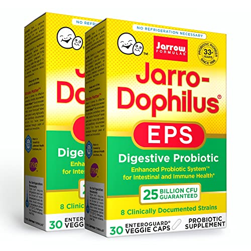 Jarrow Formulas Jarro-Dophilus EPS Higher Potency - 25 Billion Organisms Per Serving - 30 Veggie Caps - Multi-Strain Probiotic - Intestinal & Immune Health - 30 Servings