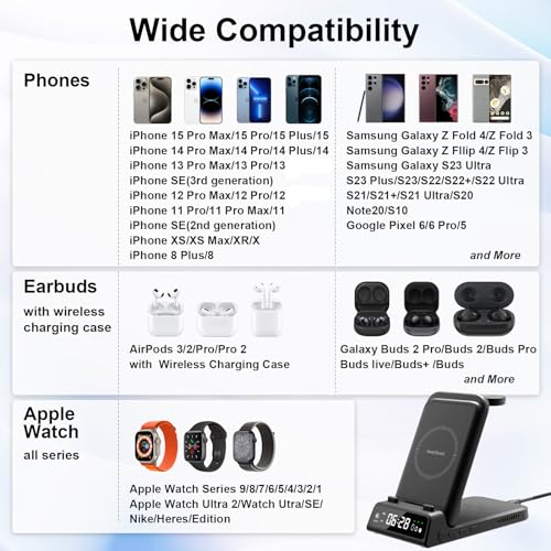 Wireless Charger for iPhone 3-in-1 Charging Station for iPhone 17/Air/16/15/14/13/12 Series - Image 2